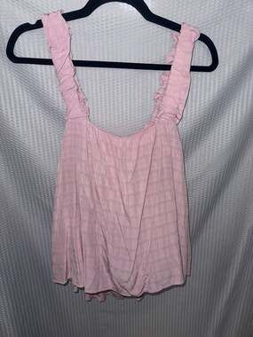 Pink Lily Mauve Pink Ruffle Strap Open Back Tie Tank Top